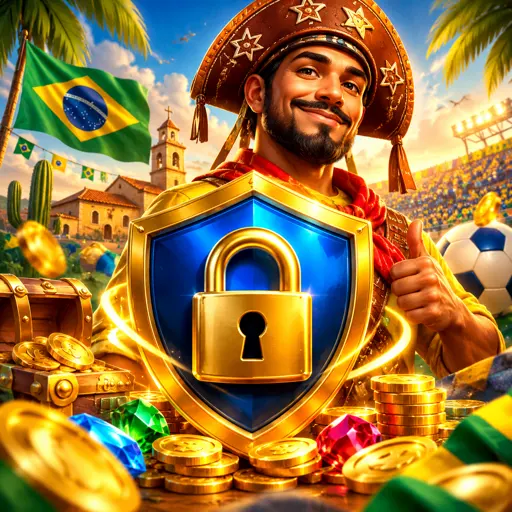 Escudo com cadeado protegendo dados bancários e chaves PIX do jogador